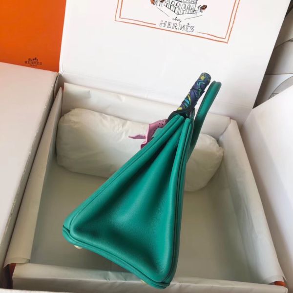 Hermes Birkin 25 Handmade Bag In Malachite Swift Leather - Image 5