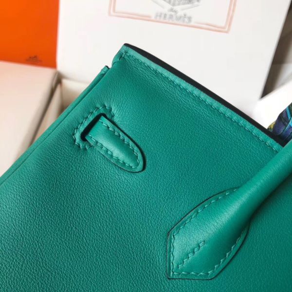 Hermes Birkin 25 Handmade Bag In Malachite Swift Leather - Image 6