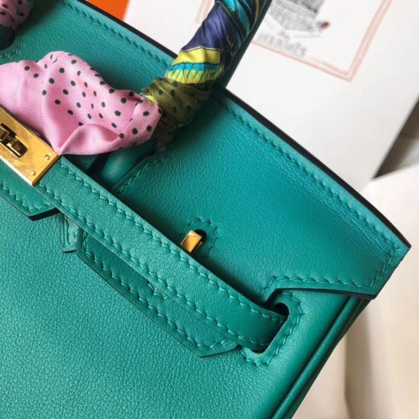 Hermes Birkin 25 Handmade Bag In Malachite Swift Leather - Image 7