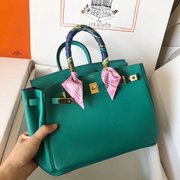 Hermes Birkin 25 Handmade Bag In Malachite Swift Leather - Image 8