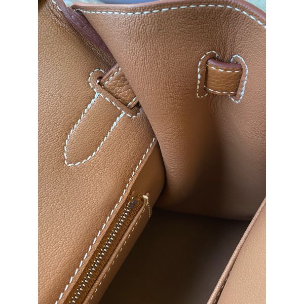 Hermes Birkin 25 Retourne Handmade Bag in Gold Togo Leather - Image 8
