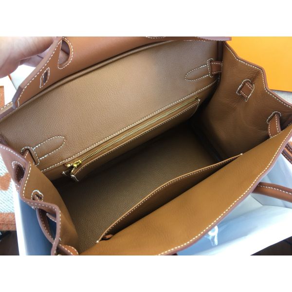 Hermes Birkin 30 Handmade Bag in Denim & Gold Swift Leather - Image 7