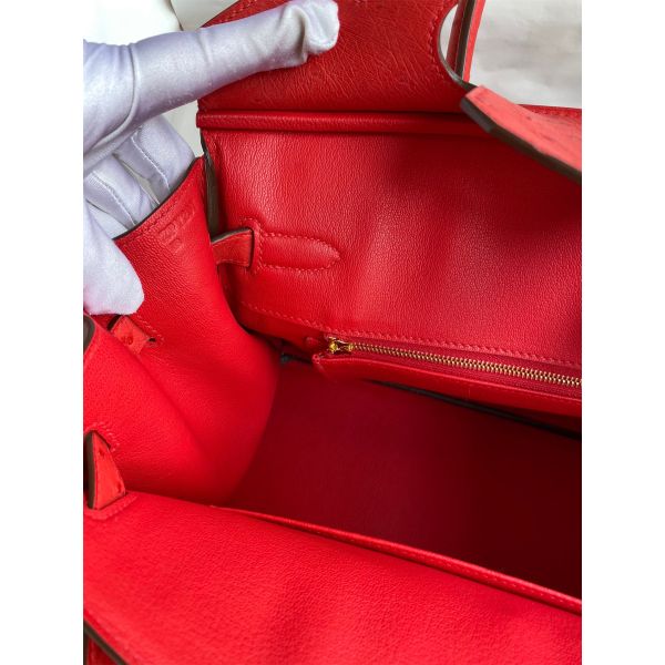 Hermes Birkin 30 Handmade Bag In Red Ostrich Skin - Image 8