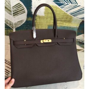 Hermes Birkin 40 Handmade Bag In Chocolat Clemence Leather