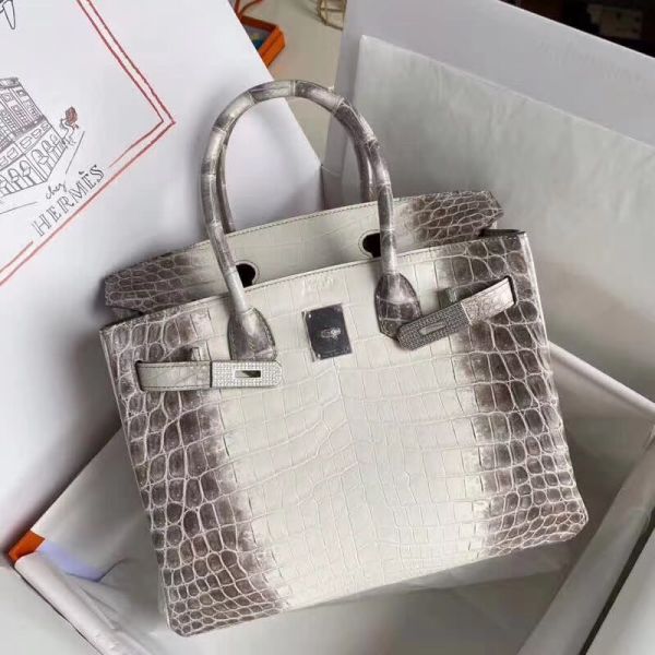 Hermes Diamond Birkin 30cm In Himalaya Niloticus Crocodile Skin - Image 9