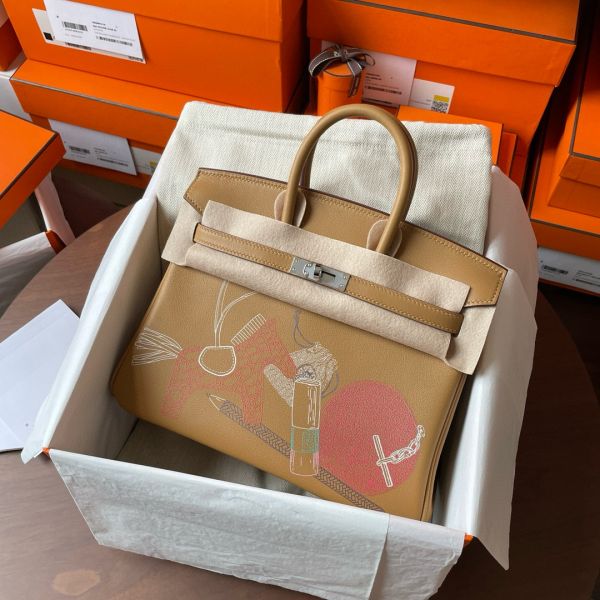 Hermes Birkin Inside Out 25 Bag in Biscuit Swift Calfskin - Image 2