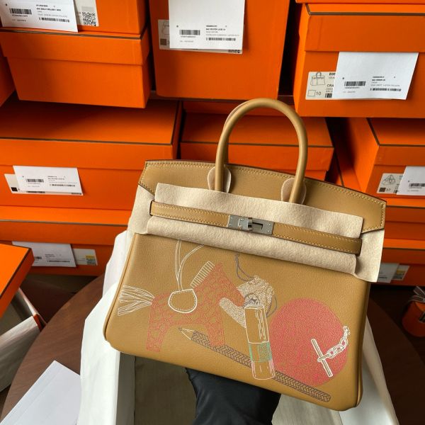 Hermes Birkin Inside Out 25 Bag in Biscuit Swift Calfskin - Image 3