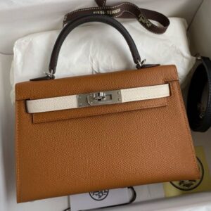 Hermes HSS Kelly Mini II Sellier Tri-color Bag in Gold/Craie/Black Epsom Calfskin