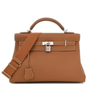 Hermes Kelly 42 Maxi Handmade Bag in Gold Clemence Leather