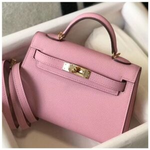 Hermes Kelly Mini II Bag In Mauve Sylvestre Epsom Leather GHW