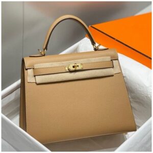 Hermes Kelly 28cm Bag In Chai Epsom Leather GHW