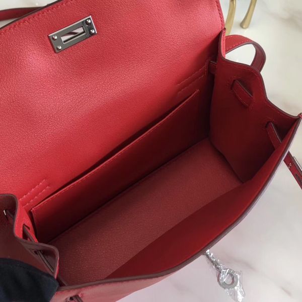 Hermes Kelly Danse Handmade Bag In Red Swift Leather - Image 8