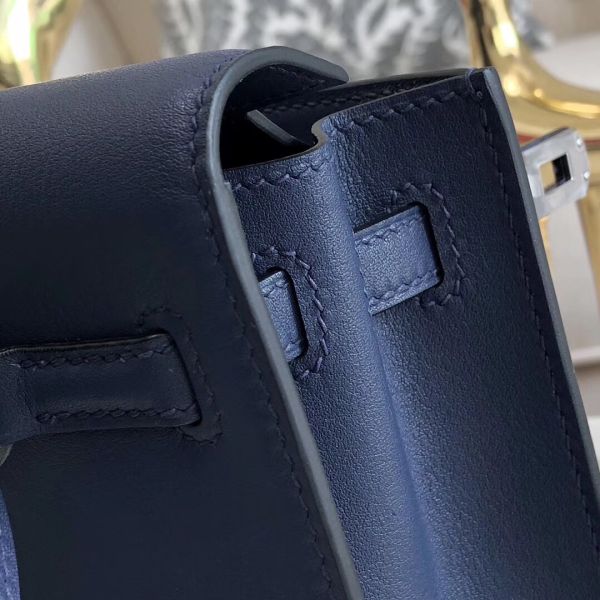 Hermes Kelly Danse Handmade Bag In Blue Swift Leather - Image 6