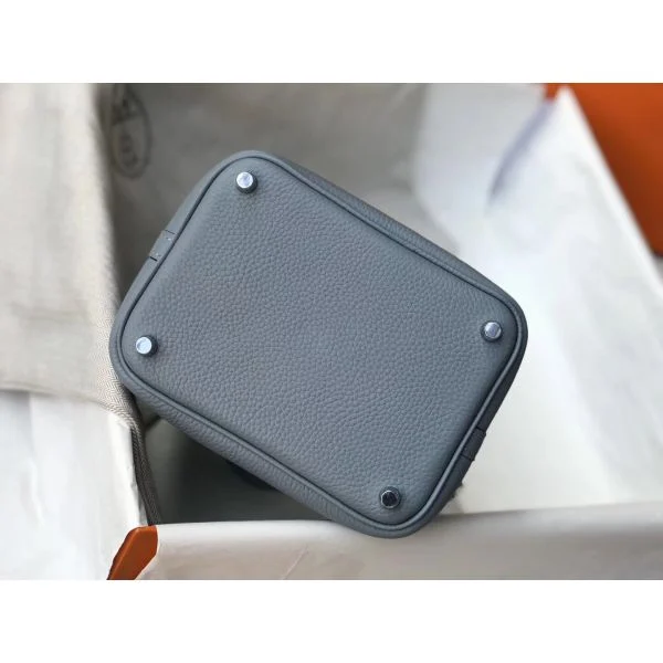 Hermes Picotin Lock 18 Bag In Blue Lin Clemence Leather - Image 3