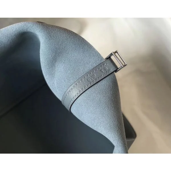 Hermes Picotin Lock 18 Bag In Blue Lin Clemence Leather - Image 5