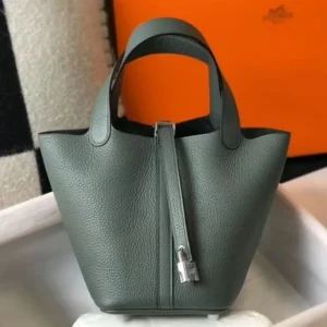 Hermes Picotin Lock 18 Bag In Vert Amande Clemence Leather