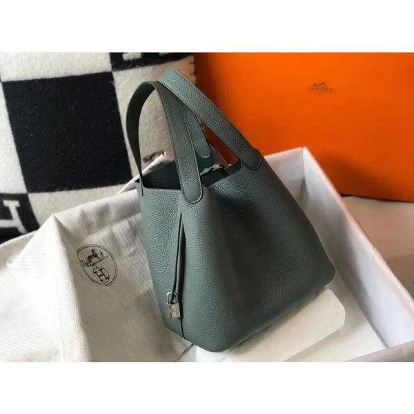 Hermes Picotin Lock 22 Bag In Vert Amande Clemence Leather - Image 2