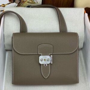 Hermes Sac a Depeches 21 Bag in Taupe Clemence Leather
