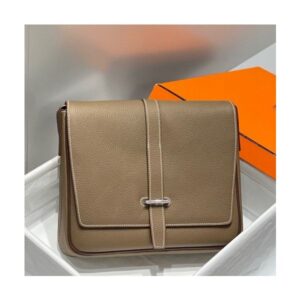 Hermes Steve Light Junior Messenger Bag in Taupe Clemence Leather