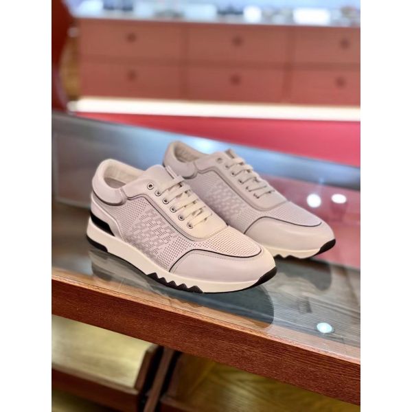 Hermes Men's C-Addict Sneakers In White Perforated Calfskin - Image 2