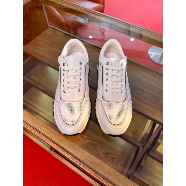 Hermes Men's C-Addict Sneakers In White Perforated Calfskin - Image 3