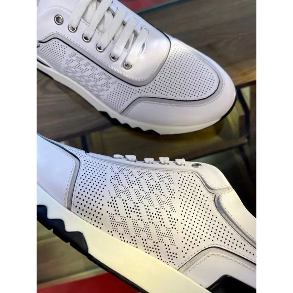 Hermes Men's C-Addict Sneakers In White Perforated Calfskin - Image 4