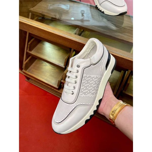 Hermes Men's C-Addict Sneakers In White Perforated Calfskin - Image 5