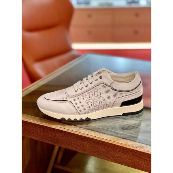 Hermes Men's C-Addict Sneakers In White Perforated Calfskin - Image 6