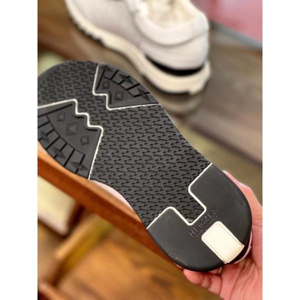 Hermes Men's C-Addict Sneakers In White Perforated Calfskin - Image 7