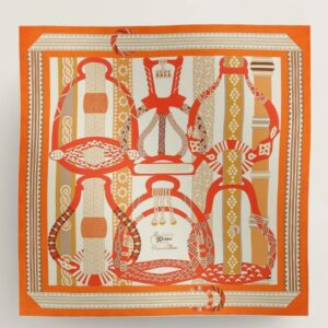 Hermes Orange Fantaisie d'Etriers Shawl 140