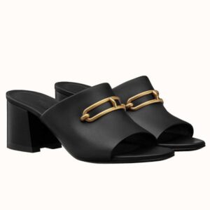 Hermes Camilla Mules 60MM In Black Calfskin