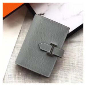 Hermes Bearn Mini Wallet In Blue Lin Epsom Leather