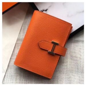 Hermes Bearn Mini Wallet In Orange Epsom Leather