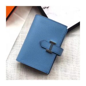 Hermes Bearn Mini Wallet In Sky Blue Epsom Leather