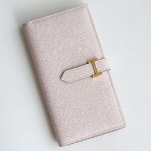 Hermes Bearn Long Handmade Wallet in Mauve Pale Epsom Calfskin