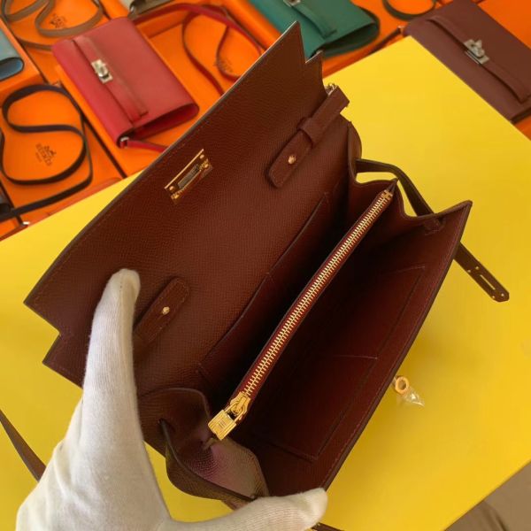 Hermes Kelly Classique To Go Wallet In Bordeaux Epsom Calfskin - Image 5