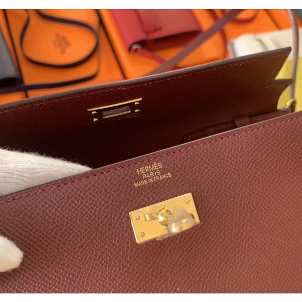 Hermes Kelly Classique To Go Wallet In Bordeaux Epsom Calfskin - Image 6