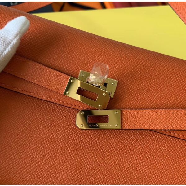 Hermes Kelly Classique To Go Wallet In Orange Epsom Calfskin - Image 5