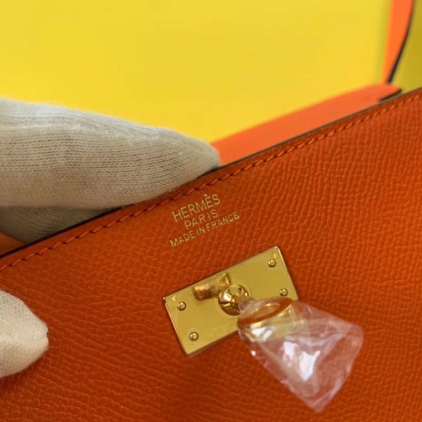 Hermes Kelly Classique To Go Wallet In Orange Epsom Calfskin - Image 6