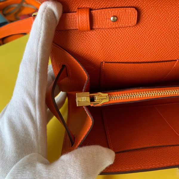 Hermes Kelly Classique To Go Wallet In Orange Epsom Calfskin - Image 7