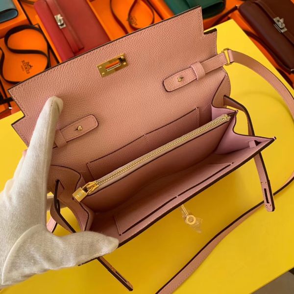Hermes Kelly Classique To Go Wallet In Pink Epsom Calfskin - Image 5
